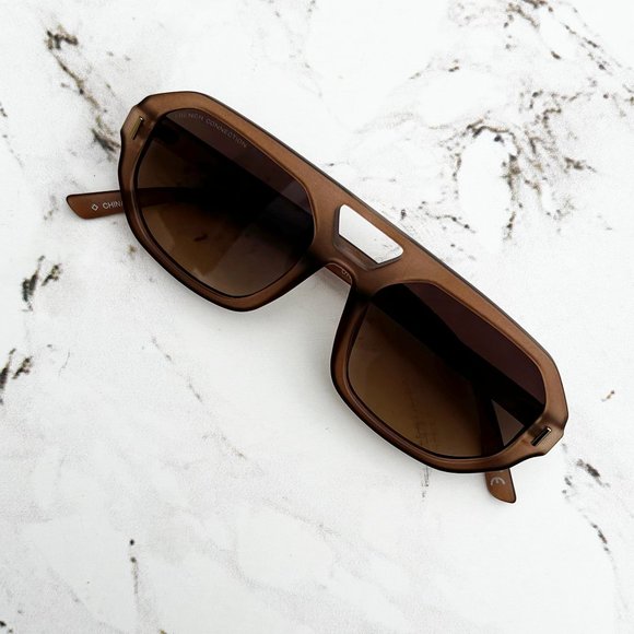 French Connection Sunglasses 59mm Orange Gold Tone Cat Eye Vacation Summer Boho Glam Cat Eye Sunglasses Tan | French Connection UK main image 2